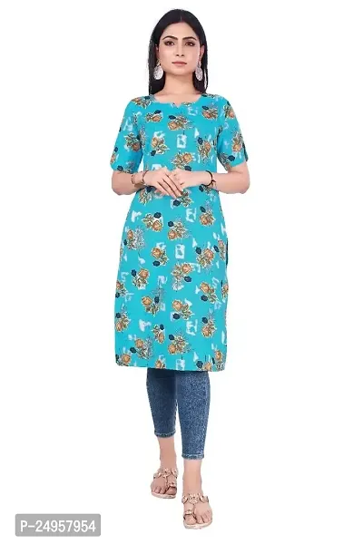 SEEWAN SUTRA A-Line Blue Printed Cotton Kurta | NVYACTN39S_P-thumb0