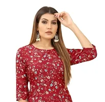 SEEWAN SUTRA A-Line Maroon Printed Crepe Kurta | NVYACRP04S_P-thumb1