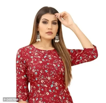 SEEWAN SUTRA A-Line Maroon Printed Crepe Kurta | NVYACRP04S_P-thumb2