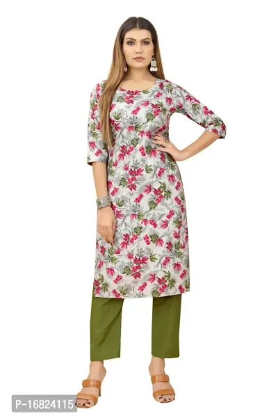 A-Line Grey  Crepe Kurta For Women