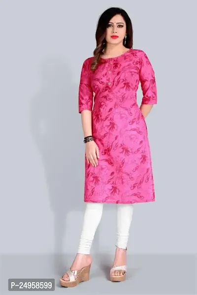 SEEWAN SUTRA A-Line Pink Printed Cotton Kurta | NF01S_P-thumb0