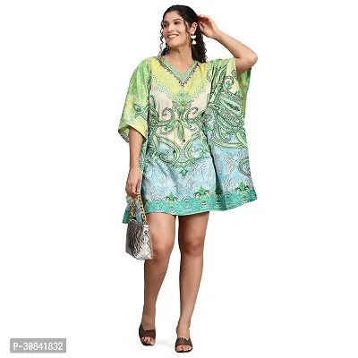 Stylish Multicoloured Crepe Abstract Print Kaftan Dress For Women-thumb5