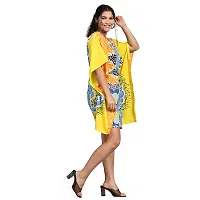 Stylish Lemon Yellow Crepe Abstract Print Kaftan Dress For Women-thumb2