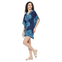 Stylish Blue Crepe Floral Printed Kaftan Dress For Women-thumb1