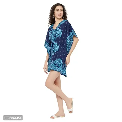 Stylish Blue Crepe Floral Printed Kaftan Dress For Women-thumb2