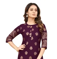 SEEWAN SUTRA A-Line Purple Foil Print Cotton Kurta | NVYACTN12S_P-thumb1