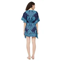 Stylish Blue Crepe Floral Printed Kaftan Dress For Women-thumb3