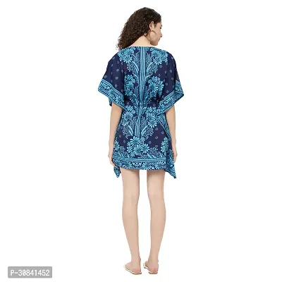 Stylish Blue Crepe Floral Printed Kaftan Dress For Women-thumb4