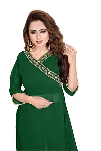 Seewan Sutra Women Long Sleeve V-Neck Solid Printed Georgette Kurti Having Plazo of Georgette Material-thumb4