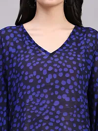 Stylish Blue Crepe Polka Dots Kaftan Dress For Women-thumb3