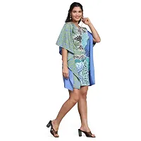 Stylish Blue Crepe Abstract Print Kaftan Dress For Women-thumb2