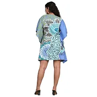 Stylish Blue Crepe Abstract Print Kaftan Dress For Women-thumb3