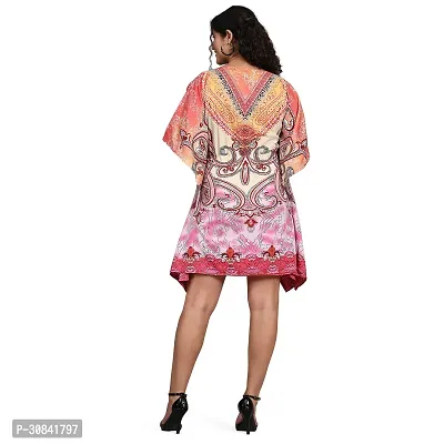 Stylish Multicoloured Crepe Abstract Print Kaftan Dress For Women-thumb4