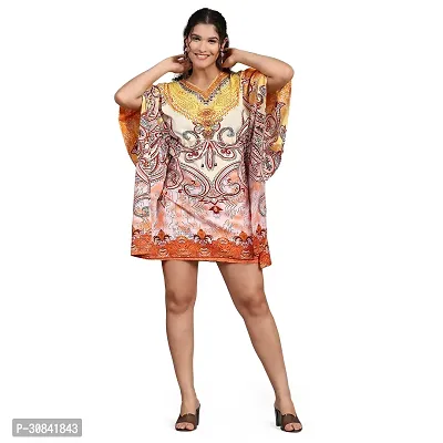 Stylish Multicoloured Crepe Abstract Print Kaftan Dress For Women-thumb0