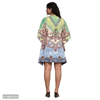 Stylish Multicoloured Crepe Abstract Print Kaftan Dress For Women-thumb4