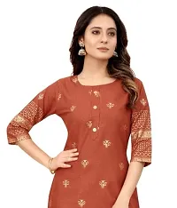 SEEWAN SUTRA A-Line Brown Foil Print Cotton Kurta | NVYACTN19S_P-thumb1