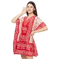 Stylish Red Crepe Animal Print Kaftan Dress For Women-thumb1