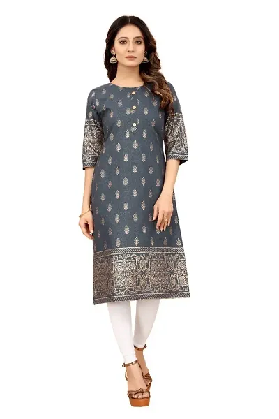 SEEWAN SUTRA A-Line Foil Print Kurta | NVYACTN18S_P