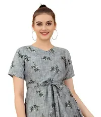 SEEWAN SUTRA Short Kurti Grey Printed Crepe Kurta | NVYACRP33S_P-thumb1