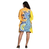 Stylish Lemon Yellow Crepe Abstract Print Kaftan Dress For Women-thumb3