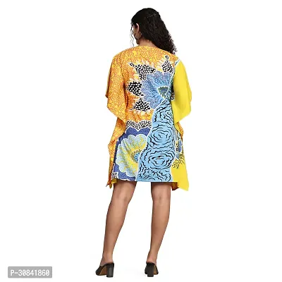 Stylish Lemon Yellow Crepe Abstract Print Kaftan Dress For Women-thumb4