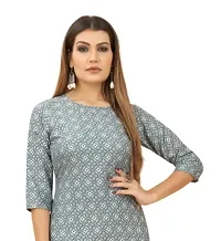 SEEWAN SUTRA A-Line Grey Printed Crepe Kurta | NVYACRP018S_P-thumb1