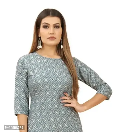 SEEWAN SUTRA A-Line Grey Printed Crepe Kurta | NVYACRP018S_P-thumb2