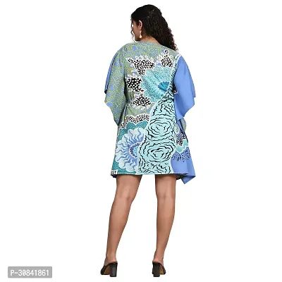 Stylish Blue Crepe Abstract Print Kaftan Dress For Women-thumb4