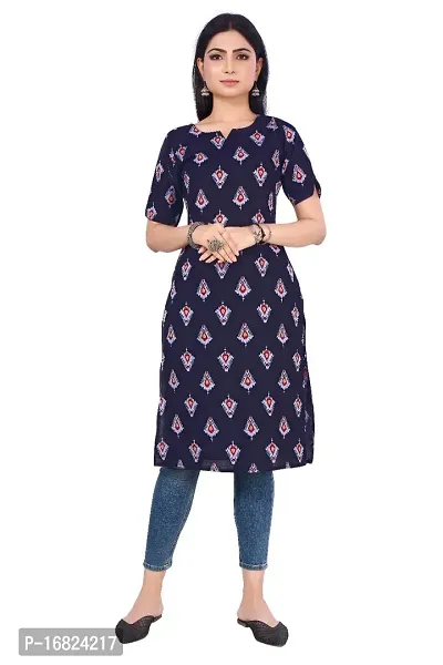 A-Line Blue  Cotton Kurta For Women