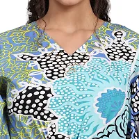 Stylish Blue Crepe Abstract Print Kaftan Dress For Women-thumb4