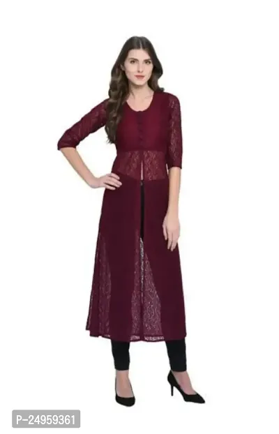 Seewan Sutra Women Round Neck Solid Printed Kurti with Net