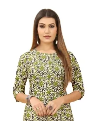 SEEWAN SUTRA A-Line Green Printed Crepe Kurta | NVYACRP015S_P-thumb1