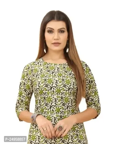 SEEWAN SUTRA A-Line Green Printed Crepe Kurta | NVYACRP015S_P-thumb2