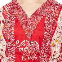 Stylish Red Crepe Animal Print Kaftan Dress For Women-thumb4