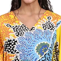 Stylish Lemon Yellow Crepe Abstract Print Kaftan Dress For Women-thumb4