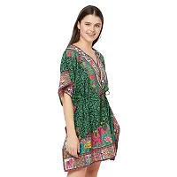 Stylish Green Crepe Abstract Print Kaftan Dress For Women-thumb2