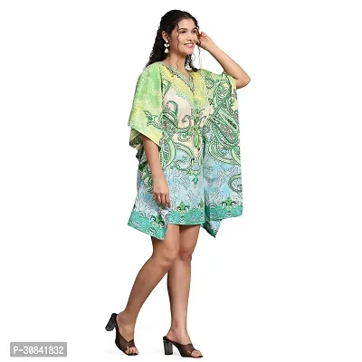 Stylish Multicoloured Crepe Abstract Print Kaftan Dress For Women-thumb3