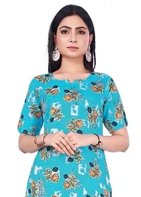 SEEWAN SUTRA A-Line Blue Printed Cotton Kurta | NVYACTN39S_P-thumb1