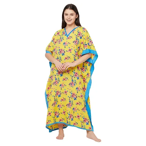 Stylish Crepe Floral Kaftan Dress For Women