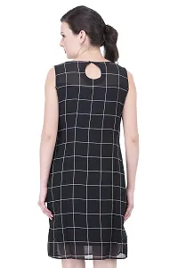 Stylish Black Cotton Blend Checked Maxi Dress For Women-thumb4