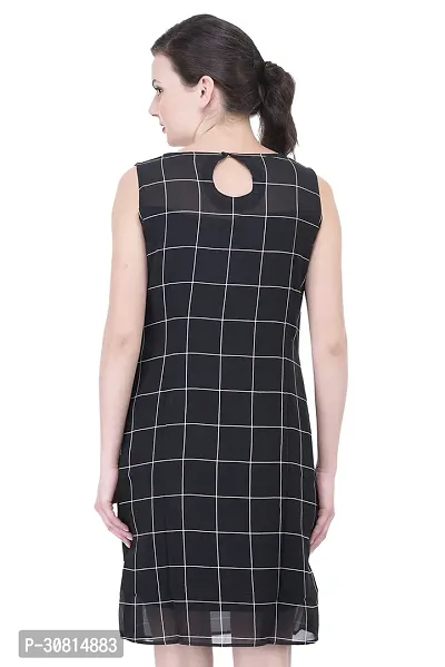 Stylish Black Cotton Blend Checked Maxi Dress For Women-thumb5