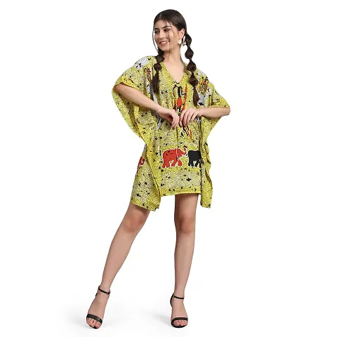 Stylish Crepe Self Design Kaftan Dress For Women