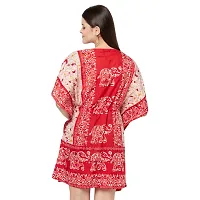 Stylish Red Crepe Animal Print Kaftan Dress For Women-thumb3