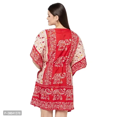 Stylish Red Crepe Animal Print Kaftan Dress For Women-thumb4