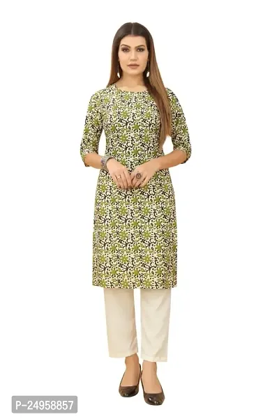 SEEWAN SUTRA A-Line Green Printed Crepe Kurta | NVYACRP015S_P