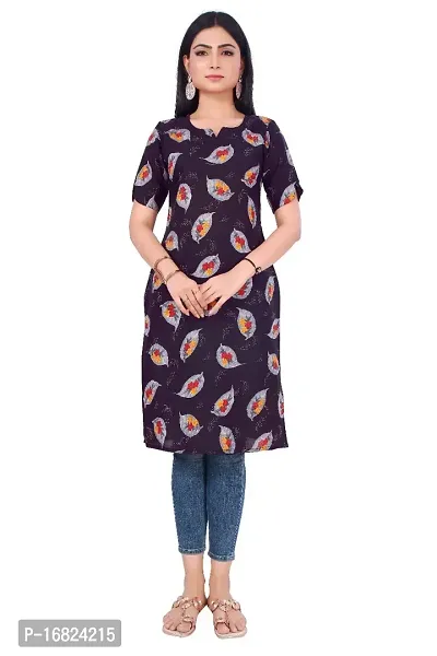 A-Line Purple  Cotton Kurta For Women