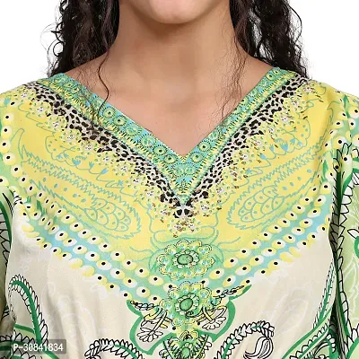 Stylish Multicoloured Crepe Abstract Print Kaftan Dress For Women-thumb4