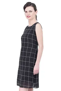 Stylish Black Cotton Blend Checked Maxi Dress For Women-thumb3