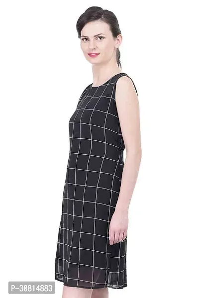 Stylish Black Cotton Blend Checked Maxi Dress For Women-thumb4