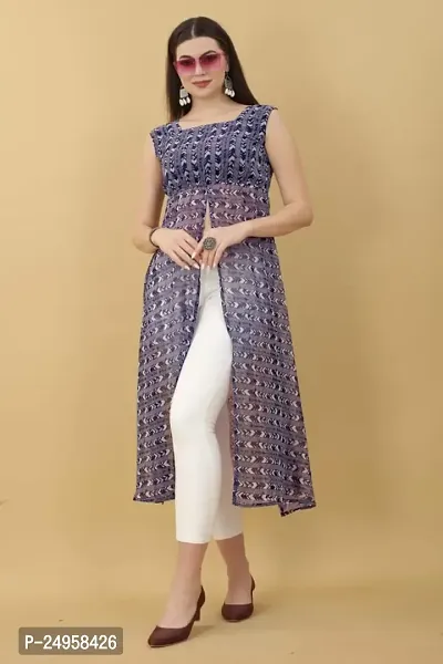 Seewan Sutra Women Sleeveless Boat Neck Georgette Floral Printed Kurti and The Length of The Kurti is Inches-thumb5